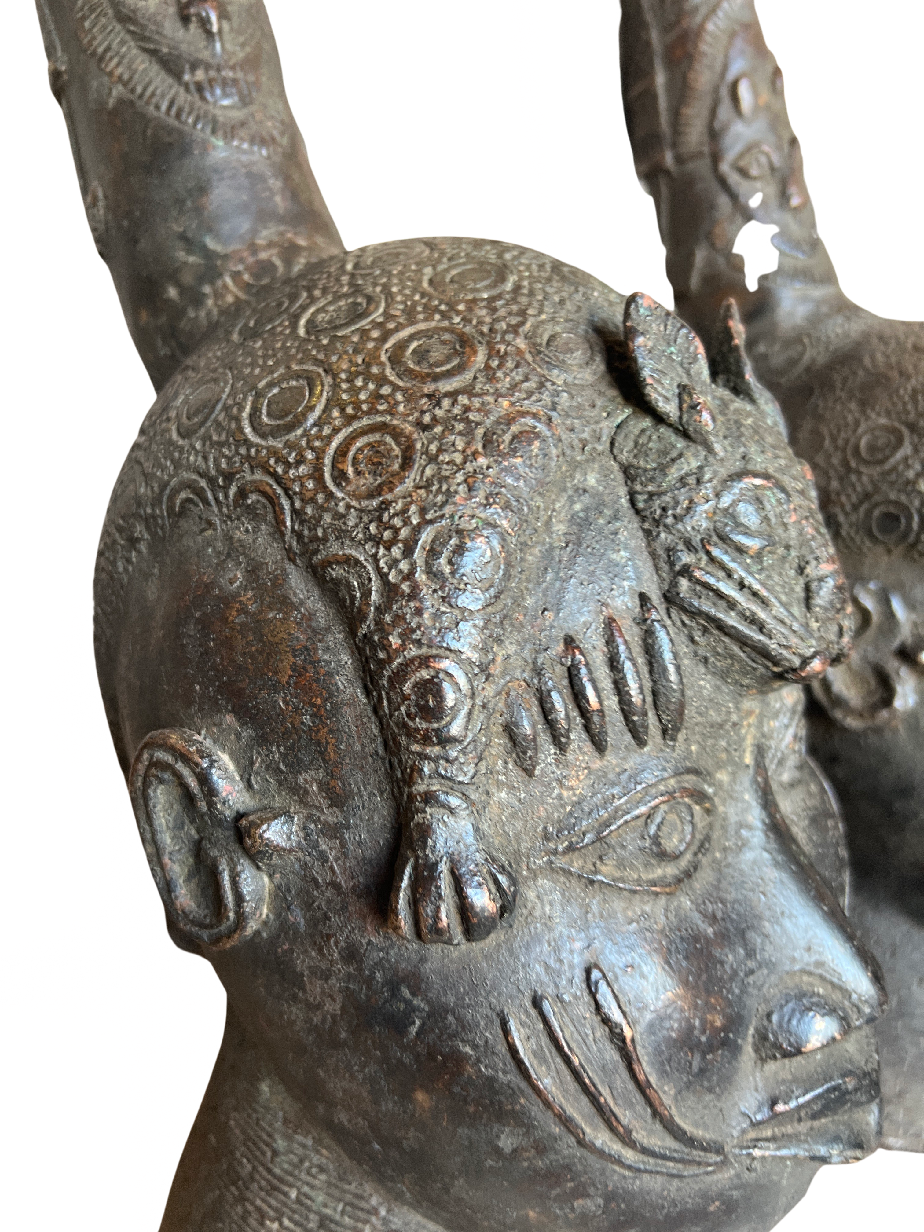 Edo Pair of Benin Bronze Heads